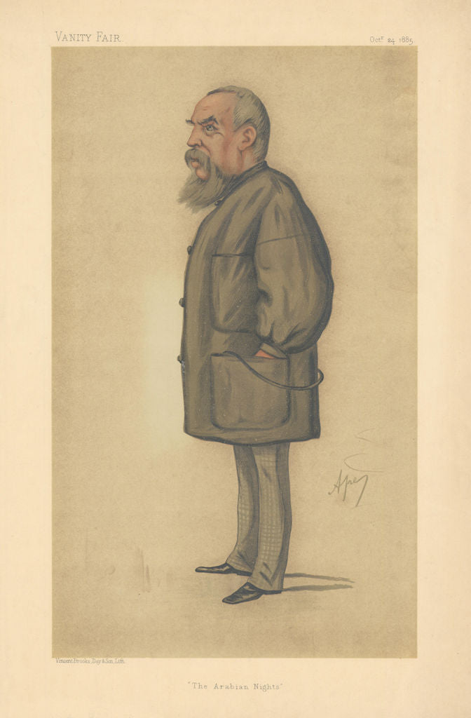 VANITY FAIR SPY CARTOON Captain Richard Francis Burton 'The Arabian Nights' 1885